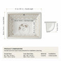 White and Gold Rectangular Ceramic undermount bathroom sink, additional product view 9