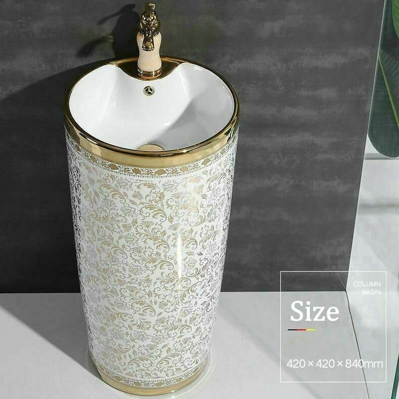 InArt Basin Pedestal Sink - Standing Bathroom Sink Gold 42x42 CM