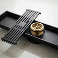 InArt Matte Black Linear Brass Bathroom Floor Drain with Grate, 12 x 4 Inch, additional product view 5