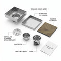 InArt Brushed 304 Stainless Shower Floor Drain – Square Shower Drain Tile Insert, 5