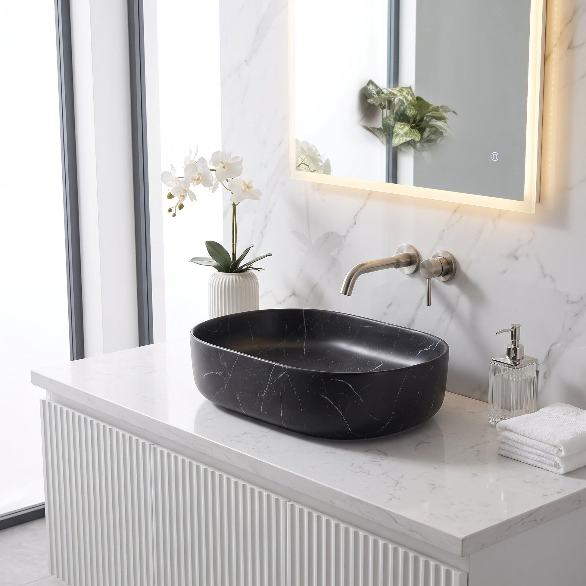Black Oval Ceramic vessel bathroom sink, additional product view 7