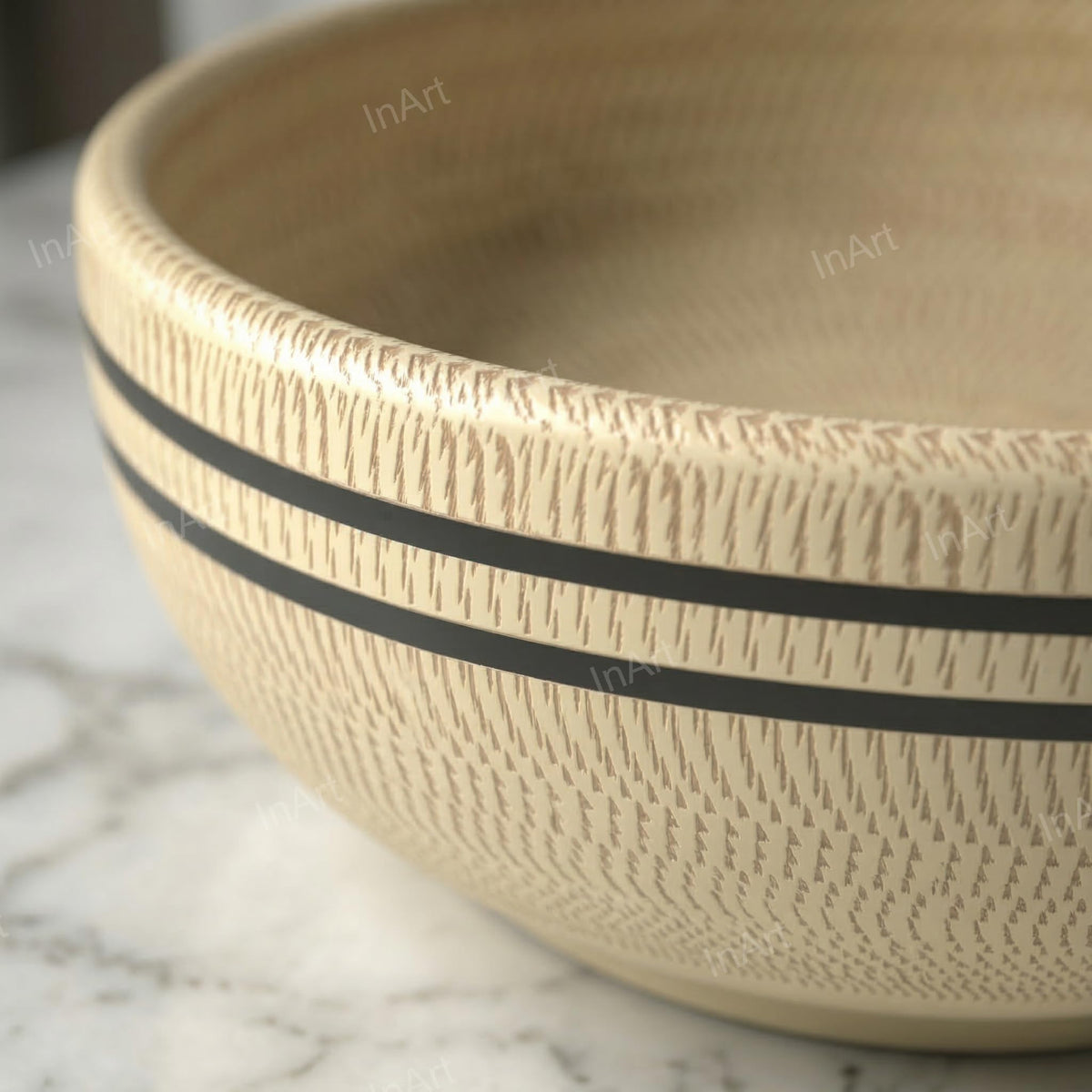 InArt Vessel Sinks for Bathroom 15.75" – Ceramic, Beige Satin, Textured Pattern, additional product view 5