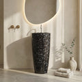 InArt Basin Pedestal Sink - Standing Bathroom Sink Black Marble 38x38 CM