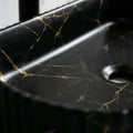 InArt vessel sink vanity tops styling, rectangular ceramic countertop bathroom basin in matte black marble