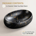 Black and Gold Round Ceramic vessel bathroom sink, additional product view 8