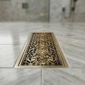 InArt 12 x 4 Inch Square Brass Shower Drain with Removable Strainer Grate, additional product view 5