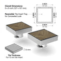 InArt Brushed 304 Stainless Shower Floor Drain – Square Shower Drain Tile Insert, 5