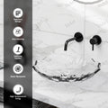 Glass bowl sink vanity top view, clear square vessel sink glass showing deep basin and reflective glossy finish