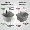 InArt Glossy Grey Wall-Mounted Ceramic Bathroom Sink with Half Pedestal, 21.3 Inch, additional product view 7