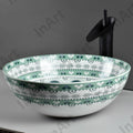 Modern vessel sink side angle, light blue round ceramic wash basin bowl for bathroom vanity