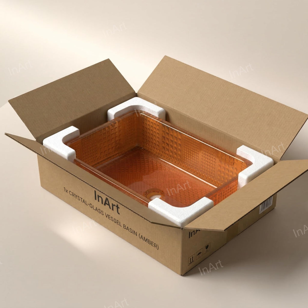 InArt Rectangular Crystal Glass Vessel Sink for Countertop Bathrooms, 18.1 Inch, additional product view 8