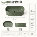 Sage Green Rounded Rectangular Ceramic vessel bathroom sink, additional product view 4