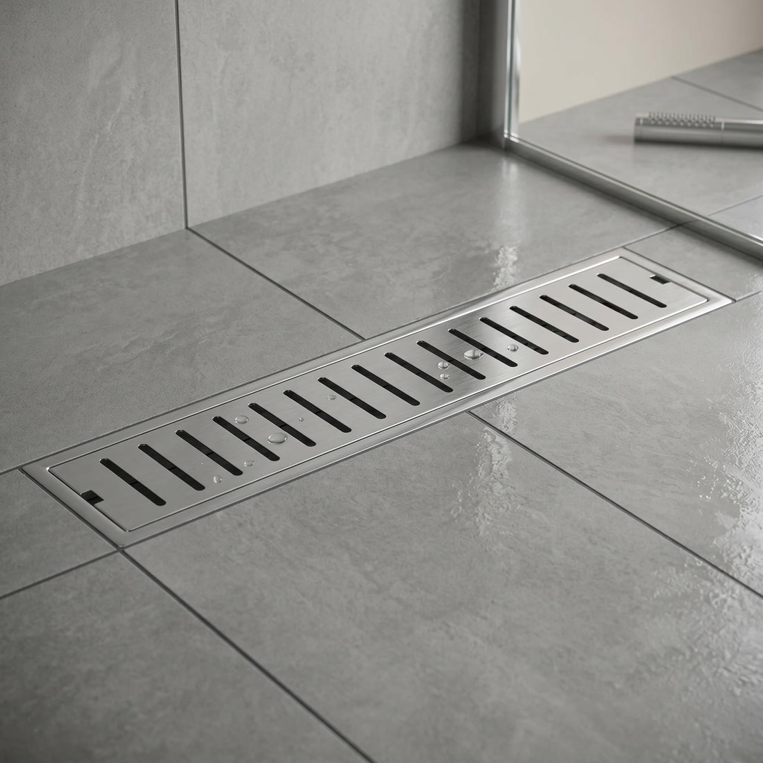 InArt Brushed Stainless 304 Shower Floor Drain – 12" Linear Shower Drain, Strainer