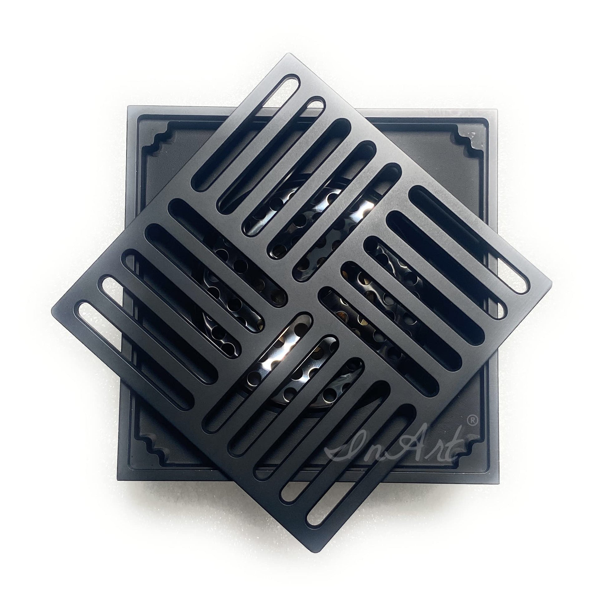 InArt Antique bronze / antique brass look (listing also references black variant naming: "Black 3") Brass Square drain view 4