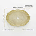 Close-up glossy gold finish on oval glass basin, easy-clean modern sink bowl for bathroom or living room