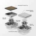 InArt Brushed 304 Stainless Shower Floor Drain – Square Shower Drain Tile Insert, 5