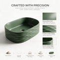 Sage Green Rounded Rectangular Ceramic vessel bathroom sink, additional product view 3