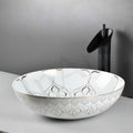 InArt Round Bathroom Ceramic Vessel Sink Art Basin in White Gold Color, additional product view 3