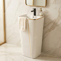InArt Basin Pedestal Sink - Standing Bathroom Sink White Gold Glossy 43x36 CM, additional product view 4
