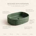 Sage Green Rounded Rectangular Ceramic vessel bathroom sink, additional product view 7