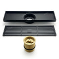 InArt Matte Black Linear Brass Bathroom Floor Drain with Grate, 12 x 4 Inch, additional product view 8