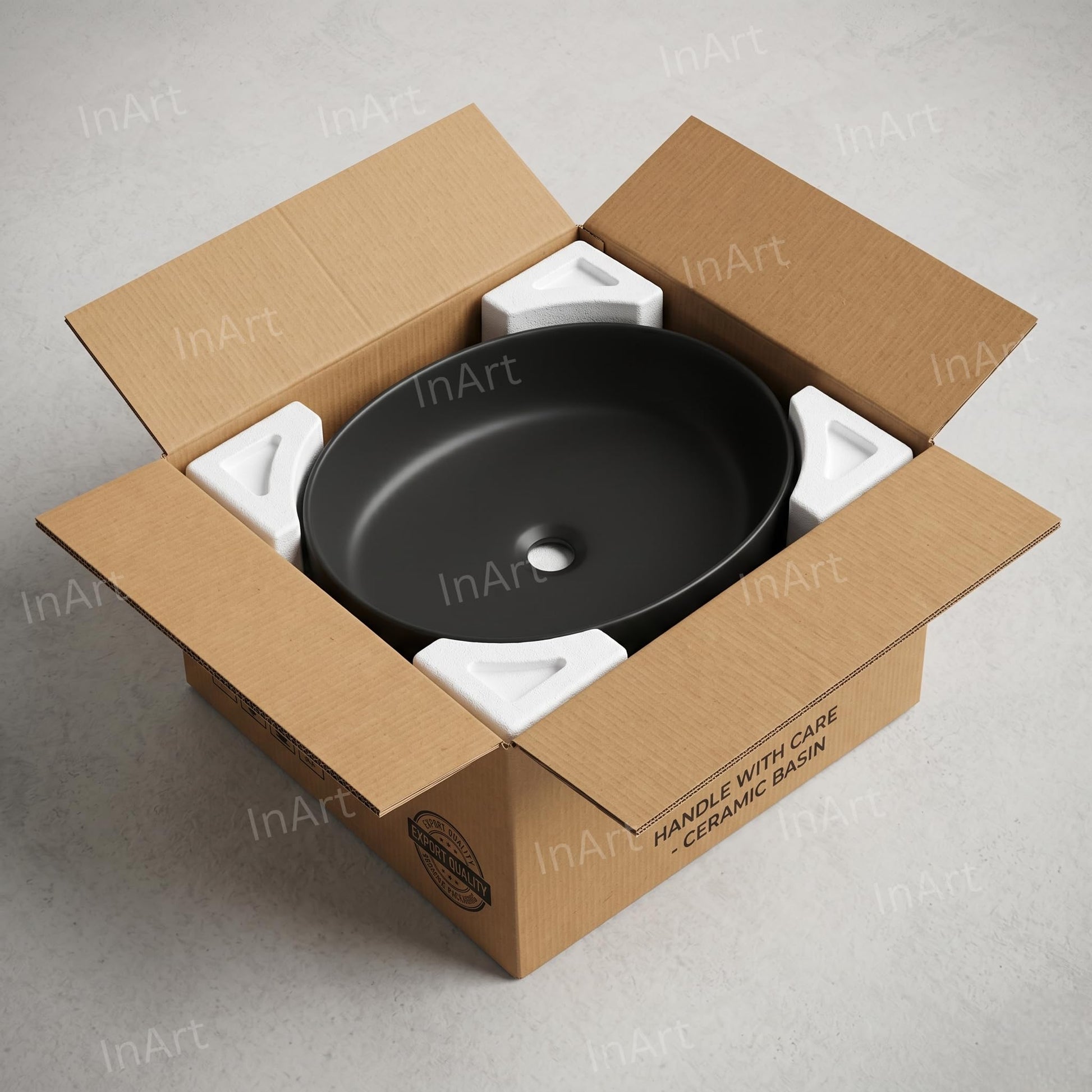 Charcoal Black Oval Ceramic vessel bathroom sink, additional product view 6