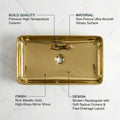 Gold Rectangular Ceramic vessel bathroom sink, additional product view 2