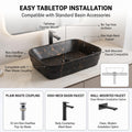 Black Rectangular Ceramic vessel bathroom sink, additional product view 8