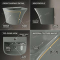 InArt Glossy Grey Wall-Mounted Ceramic Bathroom Sink with Half Pedestal, 21.3 Inch, additional product view 3