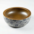Restroom bowl sink front view of InArt multicolor patterned ceramic square vessel basin for modern bathroom vanity