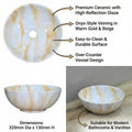 Black vessel sink top view, small round ceramic sink vessel in glossy onyx finish