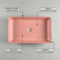 Pink Rectangular Ceramic vessel bathroom sink, additional product view 2