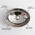 InArt vessel sink vanity angle view, ceramic oval silver above counter bathroom sink bowl