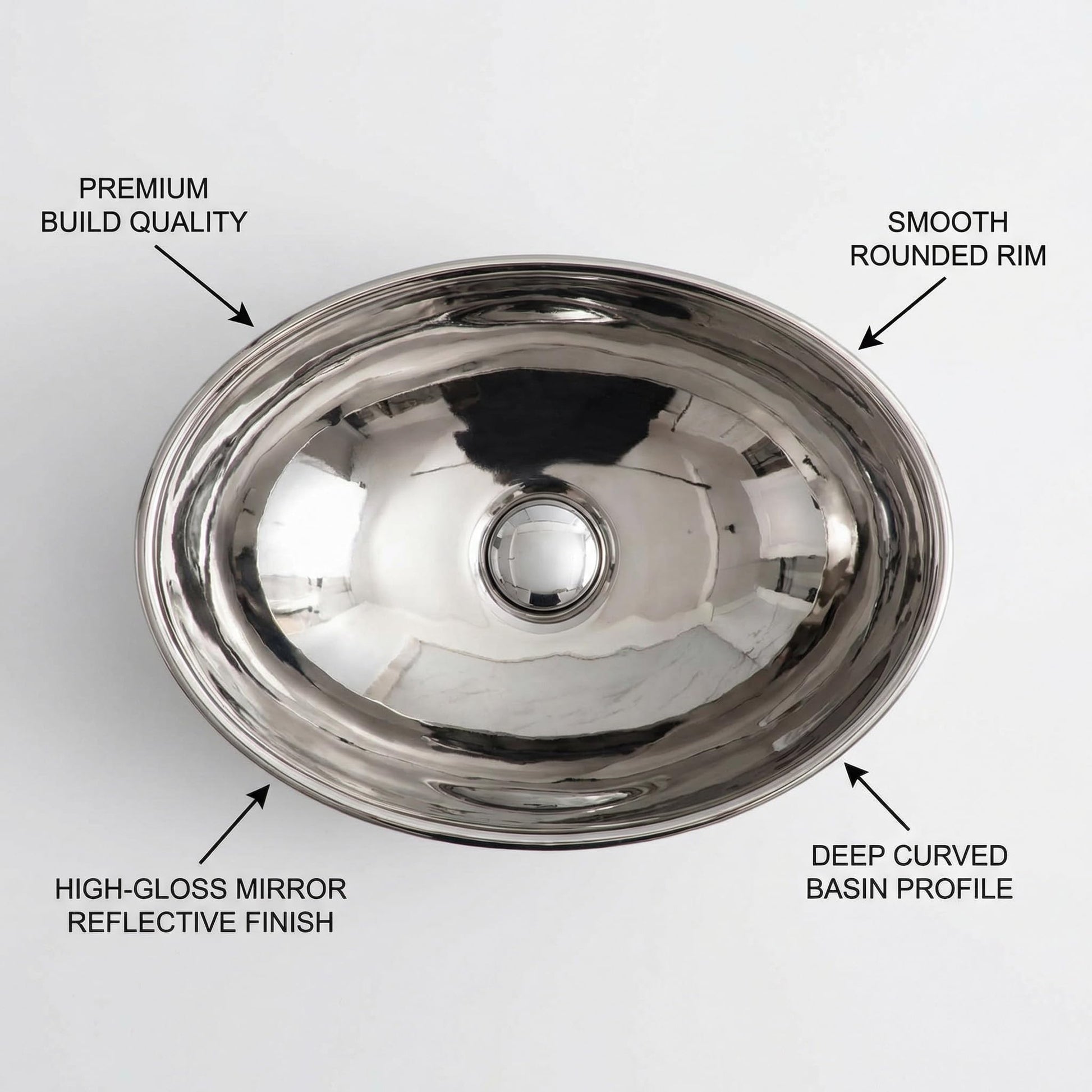 InArt vessel sink vanity angle view, ceramic oval silver above counter bathroom sink bowl