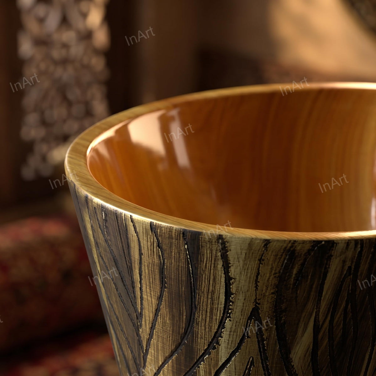 InArt Basin Pedestal Sink - Standing Bathroom Sink Wooden 38x38 CM, additional product view 5