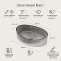 InArt Smoked Tempered Glass Oval Vessel Sink – Ribbed Texture, 19.7