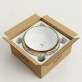 White and Gold Round Ceramic vessel bathroom sink, additional product view 8