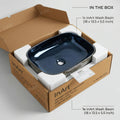 Blue Rectangular Ceramic vessel bathroom sink, additional product view 8