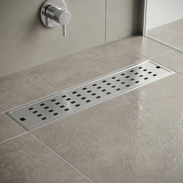 InArt Square Linear Stainless Steel Shower Drain Channel with Grate, 18 x 4 Inch