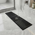 InArt Matte Black Linear Brass Bathroom Floor Drain with Grate, 12 x 4 Inch, additional product view 4