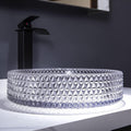 Bowl sinks for the bathroom side angle of round tempered glass vessel sink, transparent glossy finish