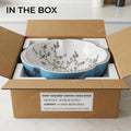 InArt Glossy Light Blue Ceramic Round Vessel Sinks – Scalloped Rim, 16