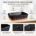 Black Rectangular Ceramic vessel bathroom sink, additional product view 7