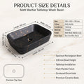 Black Rectangular Ceramic vessel bathroom sink, additional product view 3