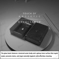 InArt Smoked Black Tempered Glass Rectangular Vessel Sink – Textured Design, 18.11