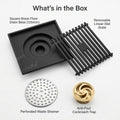 InArt Matte Black Linear Brass Shower Drain Channel with Side Outlet, 12 x 4 Inch, additional product view 8
