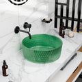 Vessel sink glass InArt green glass basin, modern round tabletop bathroom sink 39.5 cm
