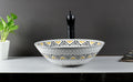 Mexican bathroom sinks for vanity countertop for vessel sink, round ceramic basin in yellow Talavera style