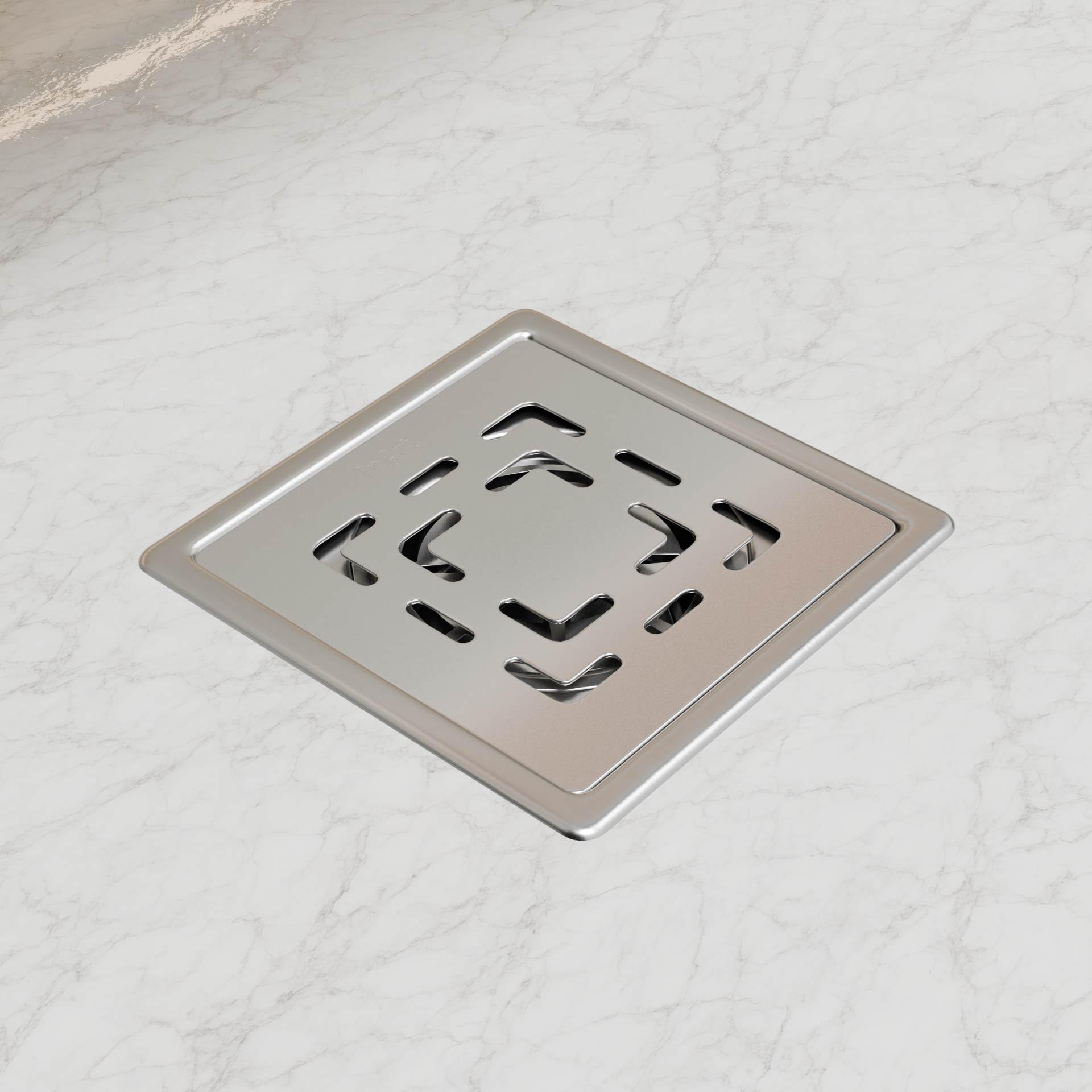 InArt 5 x 5 Inch Square Stainless Steel Shower Drain with Removable Grate