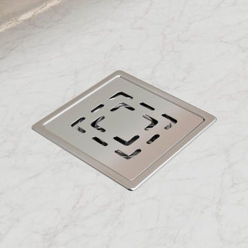 InArt 5 x 5 Inch Square Stainless Steel Shower Drain with Removable Grate